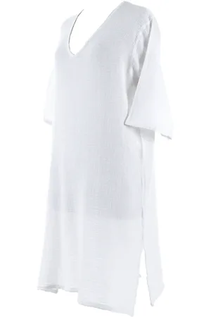 HAOMY Tilos V Neck Tunic Kaftan - Blanc / S/m