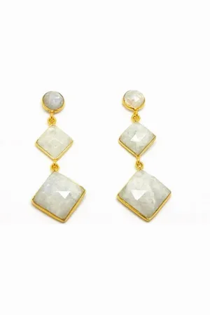 Behotribe  &  Nekewlam Earring Moonstone Laura Dangler Earrings