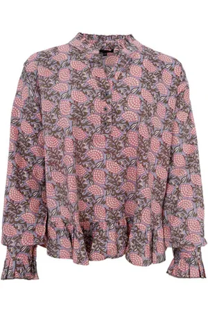 Black Colour Flora Ruffle Blouse - S/m