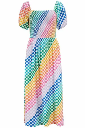 Sugarhill Brighton Jolene Shirred Checkboard Dress - 08
