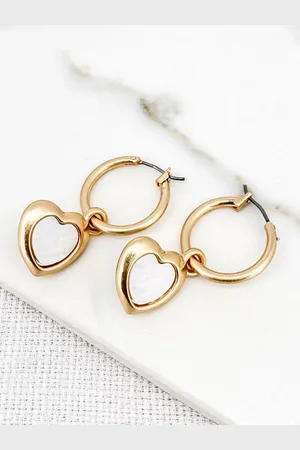 Envy Hinged Hoop Earrings With Hearts