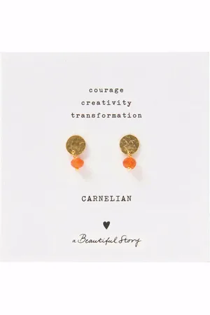 A Beautiful Story Mini Coin Carnelian Earrings