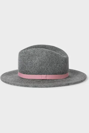 Paul Smith Grey Fedora Hat With Pink Band - Small