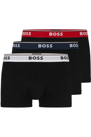 HUGO BOSS Pack Of 3 White And Red Stretch Cotton Trunks - S