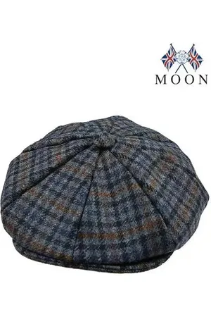 Dents Airforce Dogtooth Check Abraham Moon 8-piece Tweed Cap - M