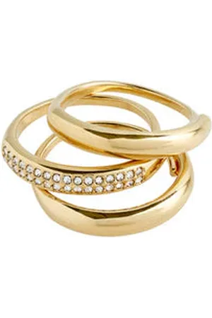 Pilgrim Bloom Recycled Crystal Ring, 3-in-1 Set, -plated