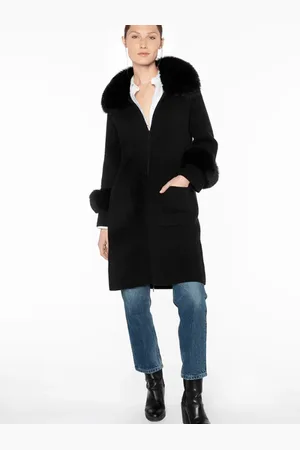 Kinross Cashmere Furry Trim Long Zip Cardigan In Lfsj4-186 - S