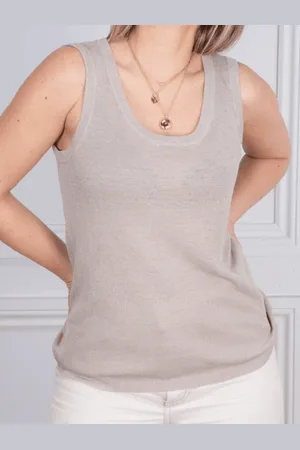 Kinross Linen Rib Tank Flax - Xs