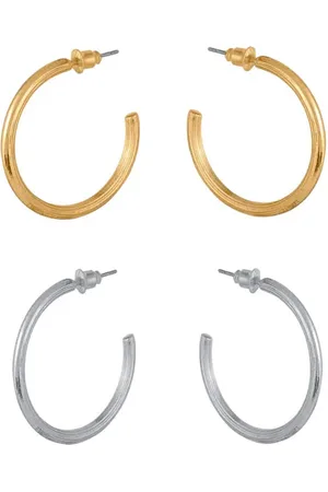 Big Metal London Hoop Earrings Anthonia Silver Plated - Plated