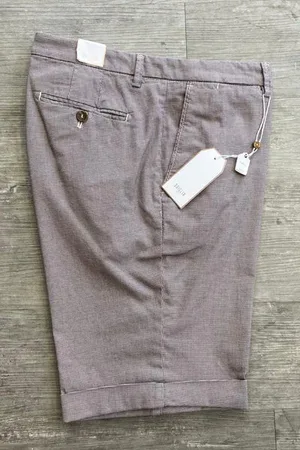 BRIGLIA - Panna Check Stretch Cotton Slim Fit Shorts Bg108 - 48 (32w)