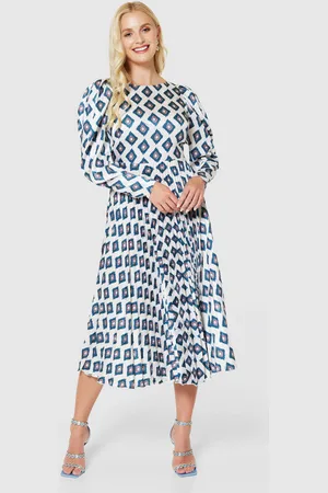 Closet Print Pleated Dress - Uk 8