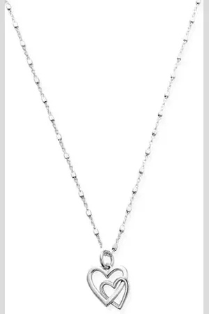 ChloBo Delicate Cube Chain Interlocking Love Heart Necklace