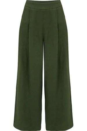 120% Lino Trouser In Army - 16 Uk
