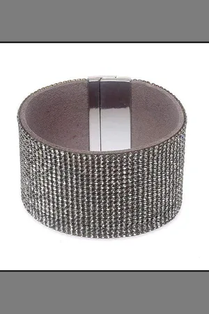 Black Colour Large Diamond Bracelet - One Size