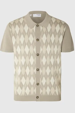 SELECTED Argyle Knitted Cardigan Polo - Pure Cashmere / Xl