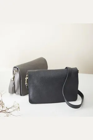 AURA QUE Bina Leather Cross-body Bag - Fair Trade - Taupe
