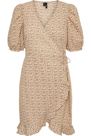 VERO MODA Vmbelina 2/4 Wrap Dress - Yellow, Black - Xl