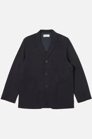 Universal Works Veste Three Button Dark Ospina Cotton - S / Bleu