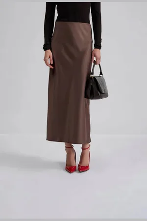 By Malina Aubree Satin Midi Skirt - / Xs
