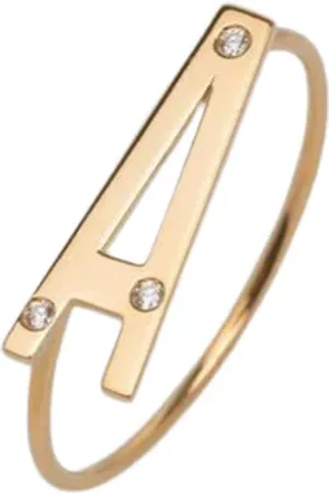 Acmée Bague Lettre « A » - Or Jaune 18 Carats Avec Diamants - 52