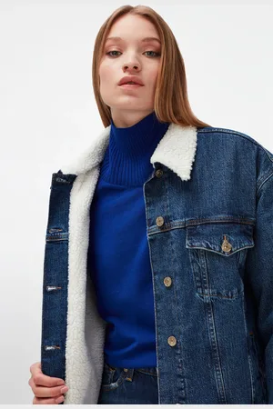 7 for all Mankind Denim Easy Jacket With Faux Fur Lining - - Small