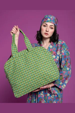 Les Touristes De Paris Organic Printed Cotton Weekend Bag - Margate (Lining Ziggy )