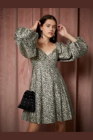 Sister Jane Tempo Leopard Jacquard Mini Dress - M / Leopard
