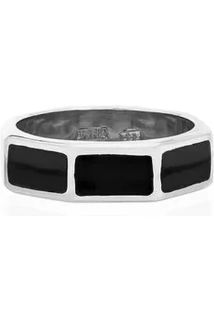 Anna Beck Onyx Inlay Band Ring - Silver