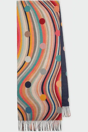 Paul Smith Wool Cashmere Swirl Polka Dot Scarf W1a-549f-as25 92 - One Size / Multi