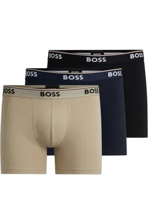 HUGO BOSS 3-pack Of Stretch Cotton Boxer Briefs With Logo Waistbands 50514926 972 - S
