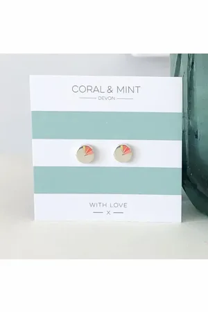 Coral Art Deco Enamel Earrings