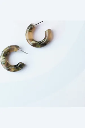 Custommade Laurel Round Hoop Earrings - Camouflage
