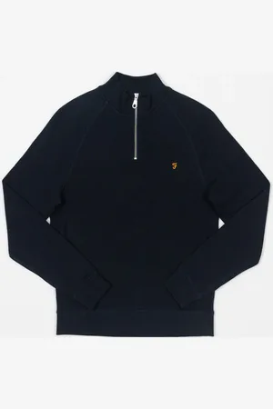 Farah Jim Quarter Zip Sweatshirt In True - Xxl