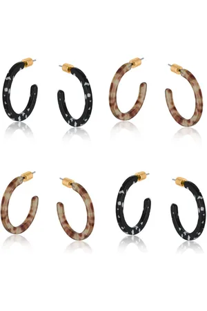 Big Metal London Small Resin Hoops - Marseille - Black And White