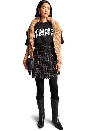 Riani Tweed Check Mini Skirt Patterned - Uk 8