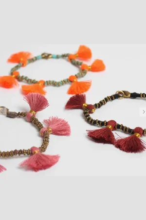 Bohemia Tassel Bracelets - Black With Maroon Tassel