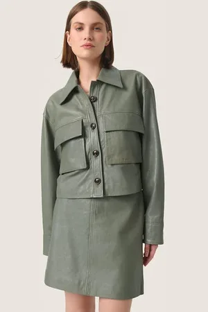 Soaked in Luxury Sorcha Leather Jacket In Shadow - S