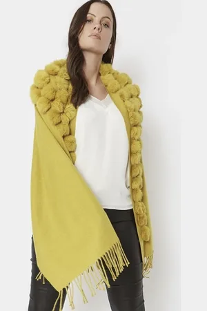 Jayley Reversible Cashmere Coney Fur Pom Pom Wrap With Pearls |