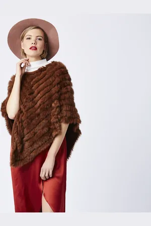 Jayley Coney Fur Poncho With Cashmere Lining |