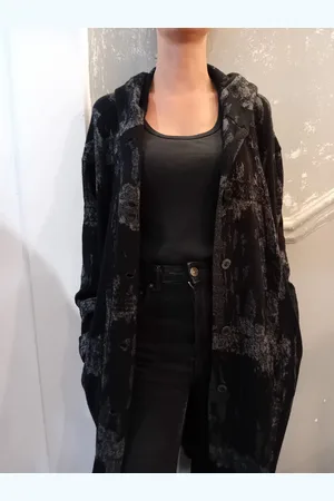 TRANSIT Jacquard Hooded Knit Cardigan - 2 / Black / Cfdtry6415-10