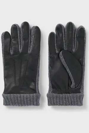 HUGO BOSS Hyden-kn Logo-trim Gloves In Wool And Leather 50526828 001 - 9