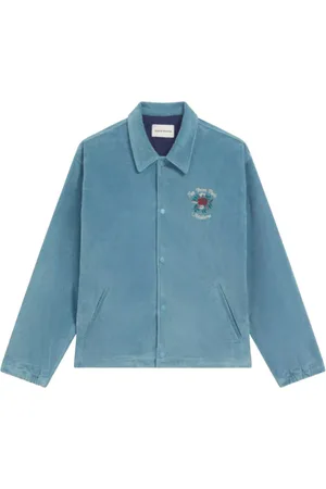 Drôle de Monsieur La Veste Slogan Fleurs Corduroy In Grey - S
