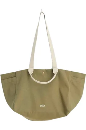Hay Tote Bag Weekend Fermeture Bouton 100% Coton Bio - Vert Olive