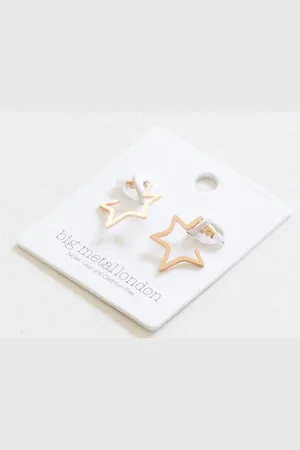 Big Metal London Star Earrings - Chiarra - Gold