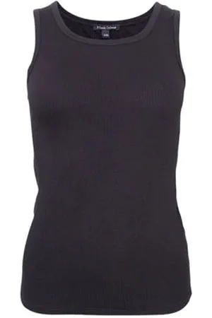 Black Colour Tea Ribbed Vest Top - - S/m