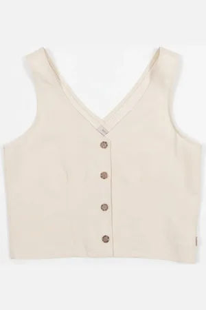 Brixton Polanco Button Down Waist Coat Top In - L