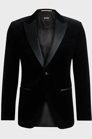 HUGO BOSS H-hutson Tux Slim-fit Tuxedo Jacket In Pure-cotton Velvet 50484709 001 - 48 (U.K 38)