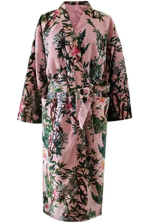 POWELL Velvet Stargazer Lily Dressing Gown Satin Lined