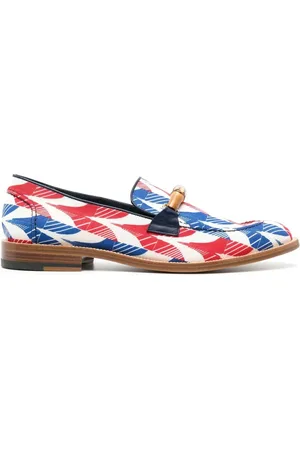 Casablanca Size 42 Red White And Aviator Houndstooth Envelope Loafers - 42