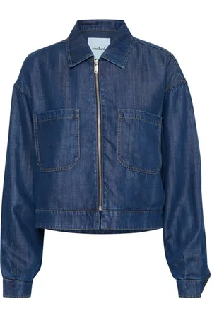 Soaked in Luxury Friday Cropped Jacket In Dark Denim - Xs